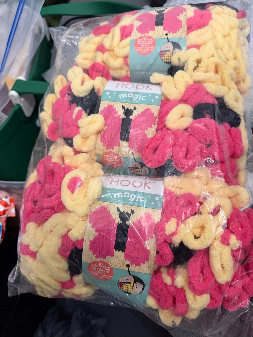 Hook 'n' Loop Magic Yarn - Pink and Yellow - 3 pack